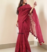 Halfsilk Embroidery Saree Em-118